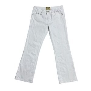 Jeans Womens Petite 8 White Straight Leg‎ Embroidered Flap Pocket Stretch Denim